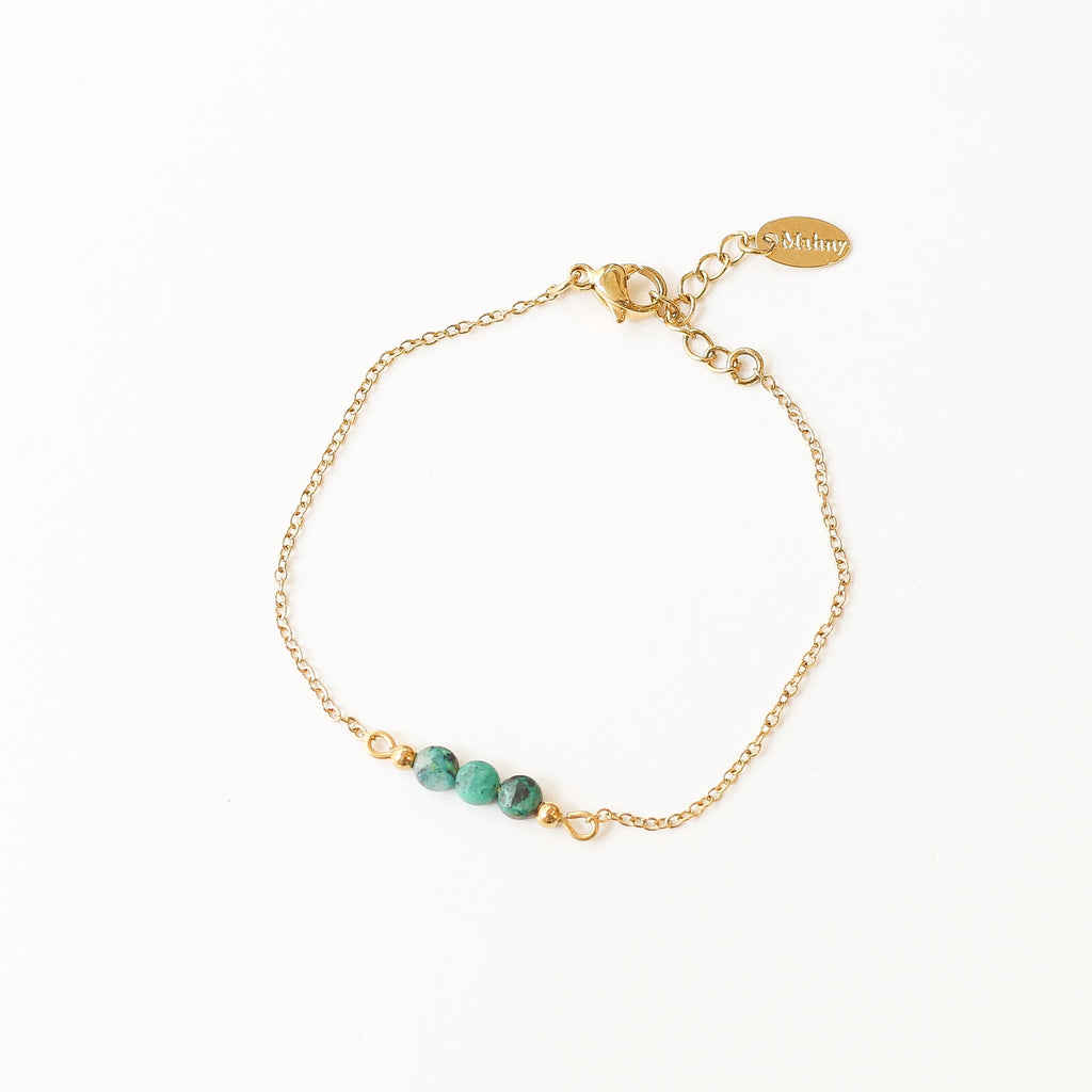 bracelet chrysocolle bleu vert acier inoxydable