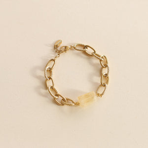 Bracelet Chaîne épaisse en acier inoxydable et pierre de Citrine 