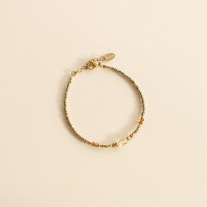 Bracelet en perles d'Hématite et Citrine dorée et jaune