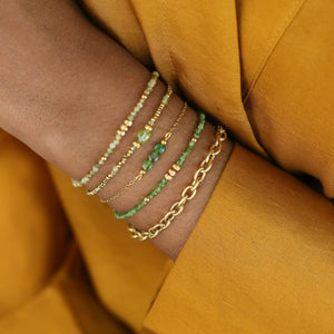 Bracelet 3 perles Diopside en acier inoxydable durable et résistant