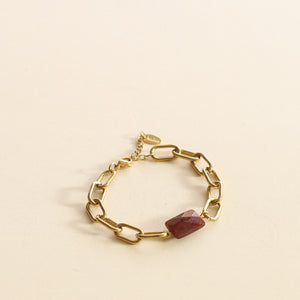 Bracelet Chaîne Grenat Orangé assemblé à la main en France