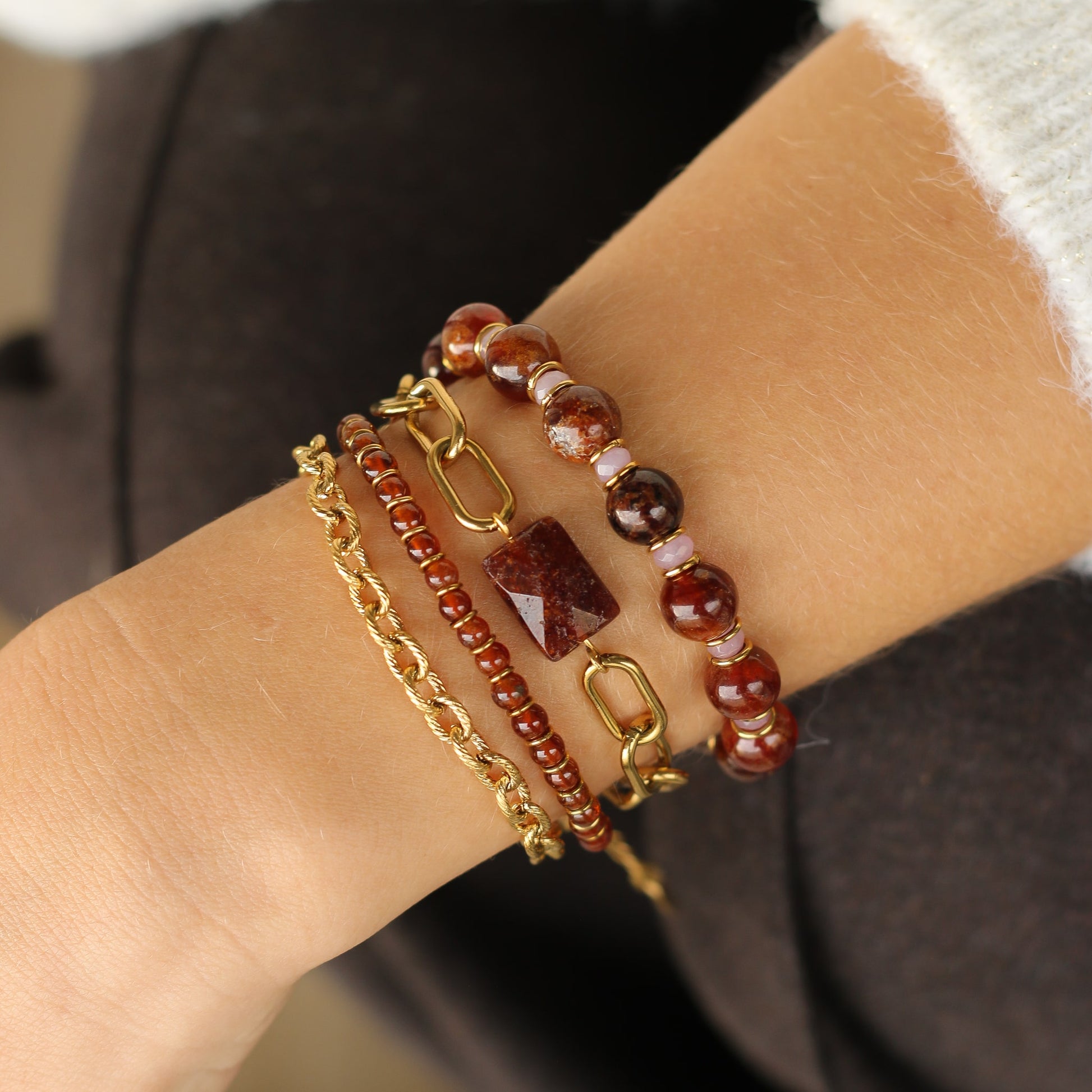 Bracelet Chaîne Grenat Orangé le bijou pour la femme tendance