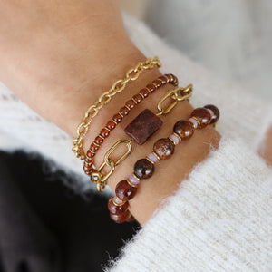 Bracelet Chaîne avec un Grenat Orangé 