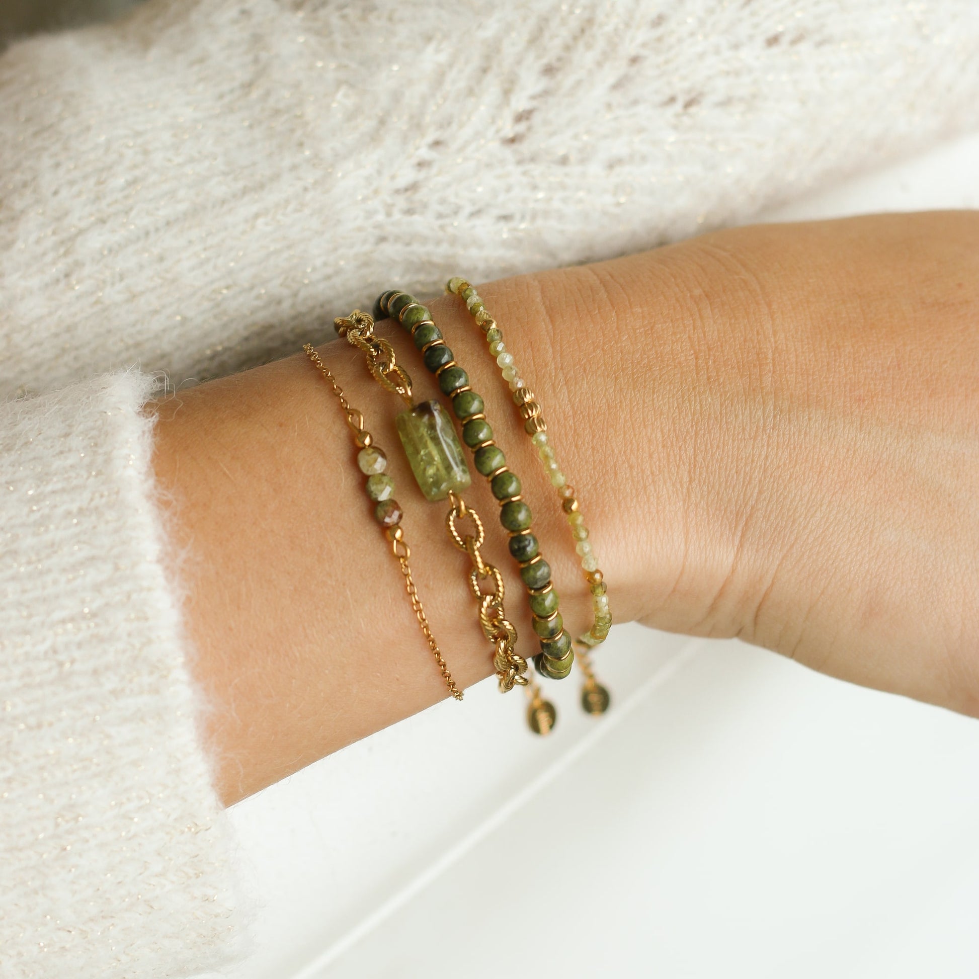 Bracelet Chaîne Grenat Vert le bijou tendance