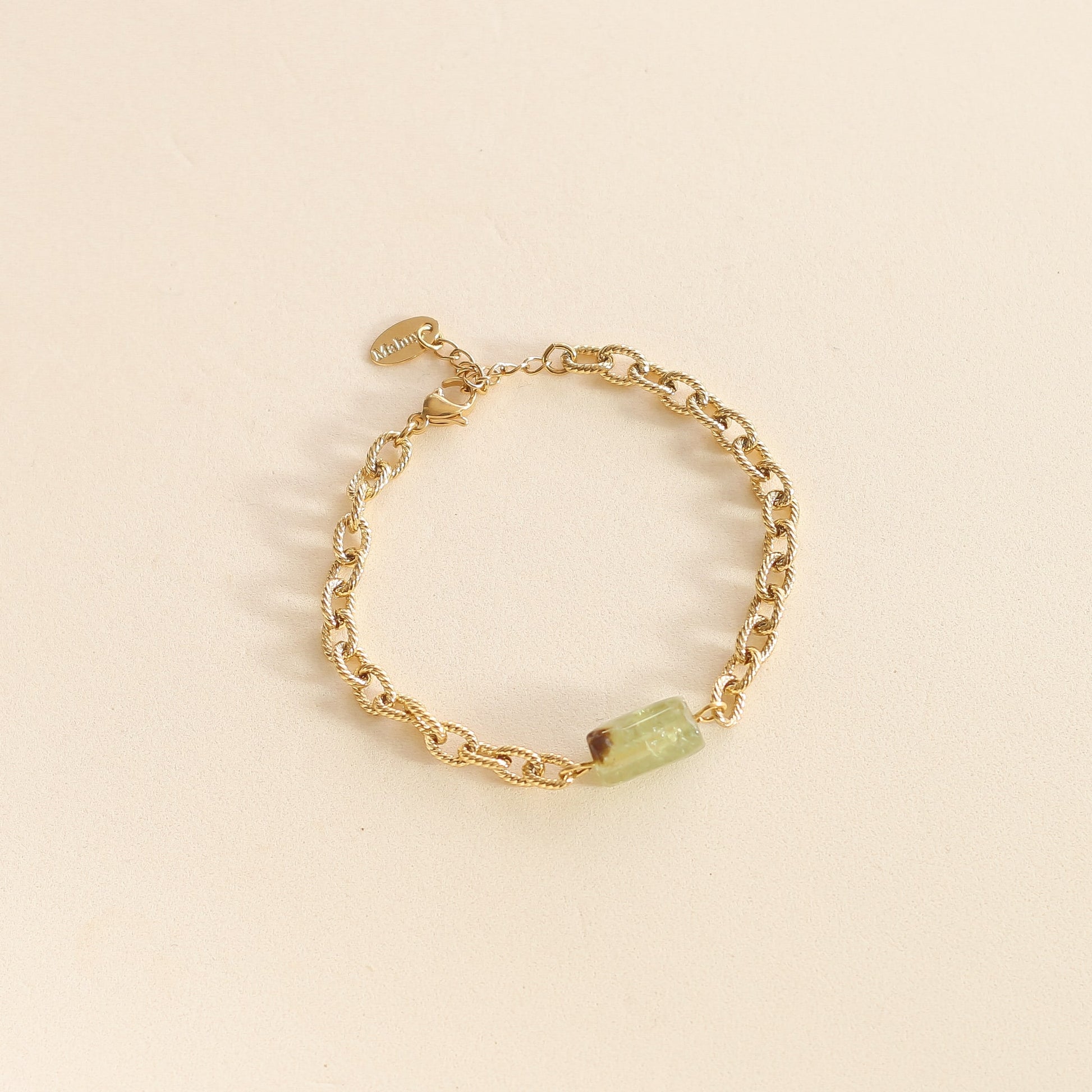 Bracelet Chaîne torsadé en acier inoxydable Grenat Vert 