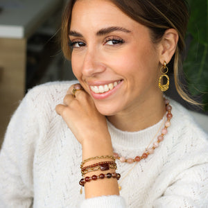 Bracelet Billie Grenat Orangé assemblé à la main à Paris