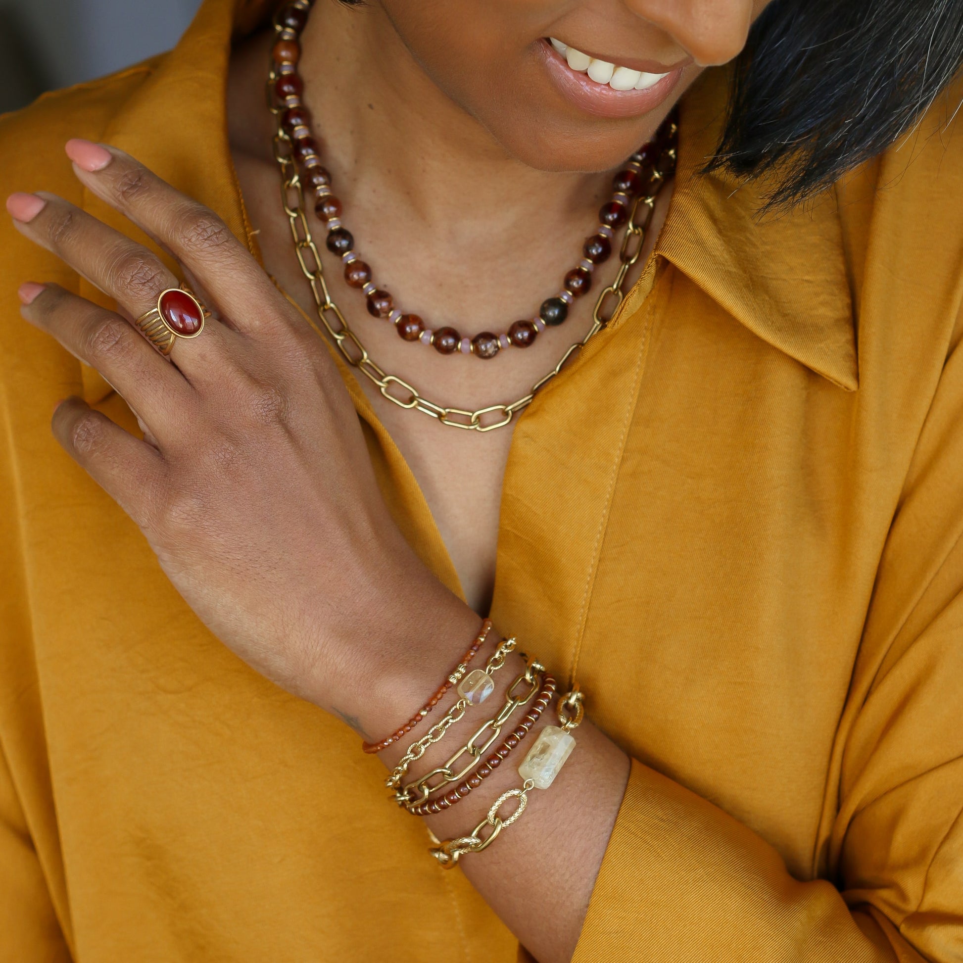 Bracelet Billie Grenat Orangé fin parfait pour un anniversaire 