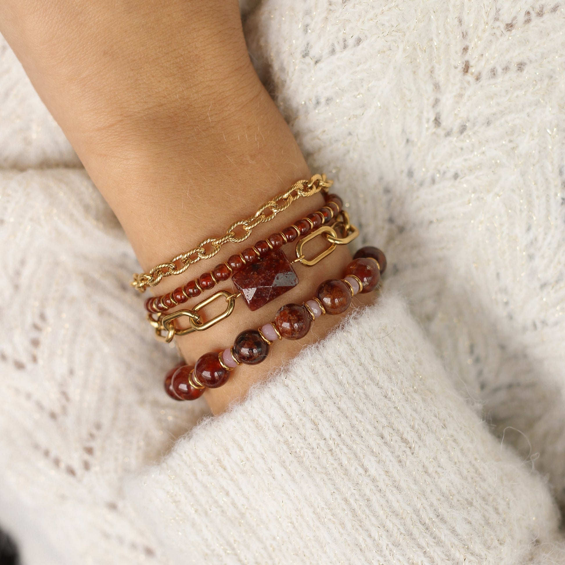 Bracelet Billie Grenat Orangé fin coloré pour le printemps