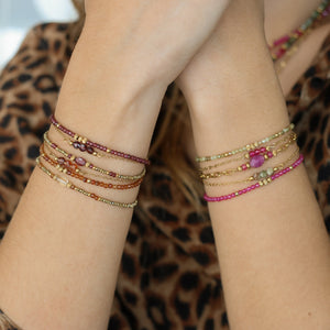 Bracelet perlé en Grenat Orangé la couleur du printemps