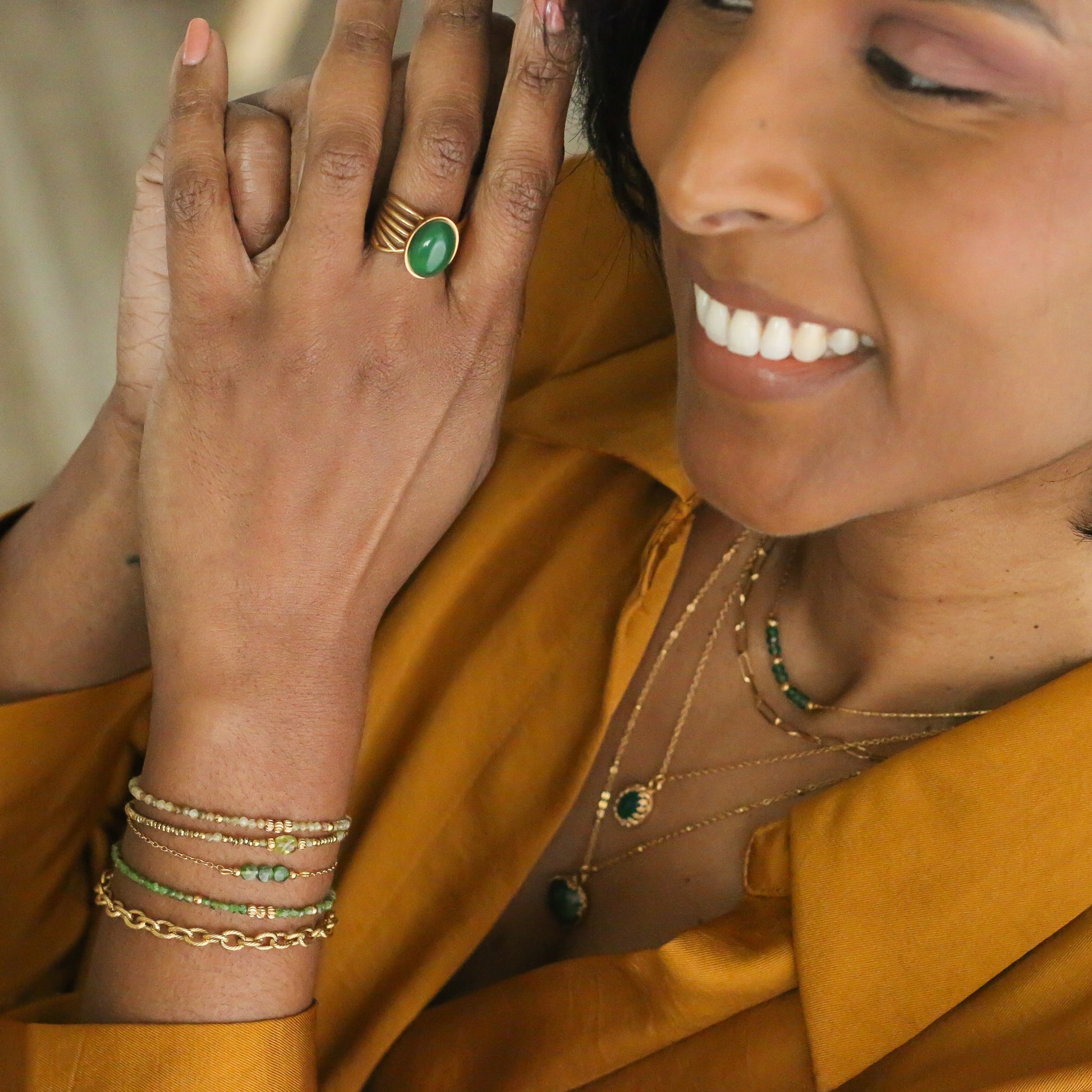 Bracelet Grenat pierre naturelle verte douce