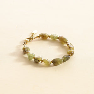 Bracelet en pierre de Grenat Vert brut tendance