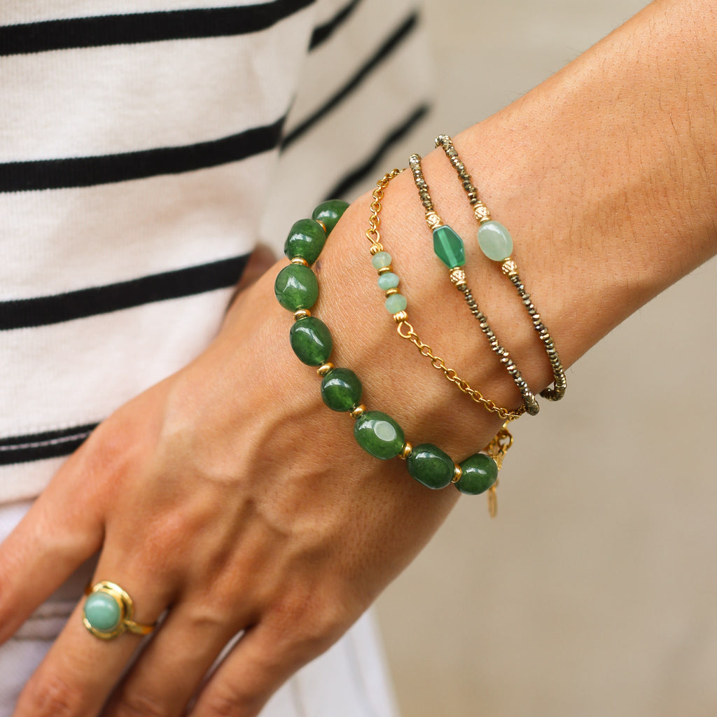 bracelet acier inoxydable agate verte