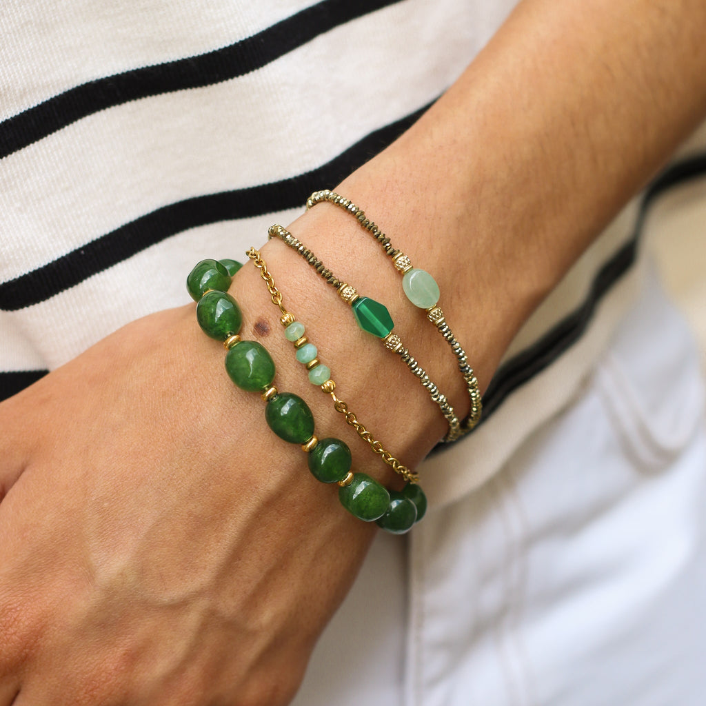 bracelet femme pierre naturelle agate verte