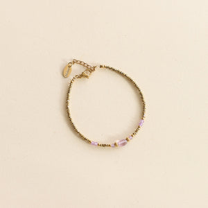 Bracelet en perles d'Hématite dorées et Améthyste violettes