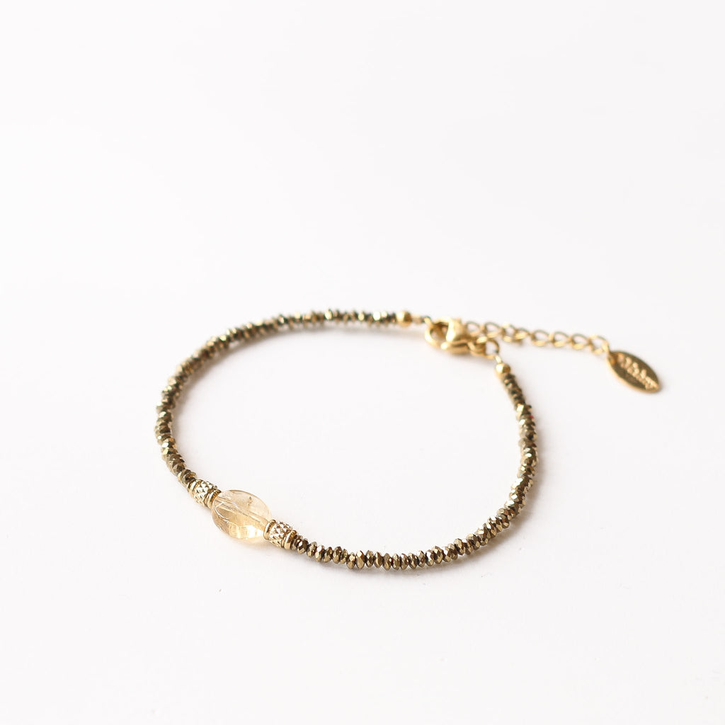bracelet femme hématite citrine pierre jaune