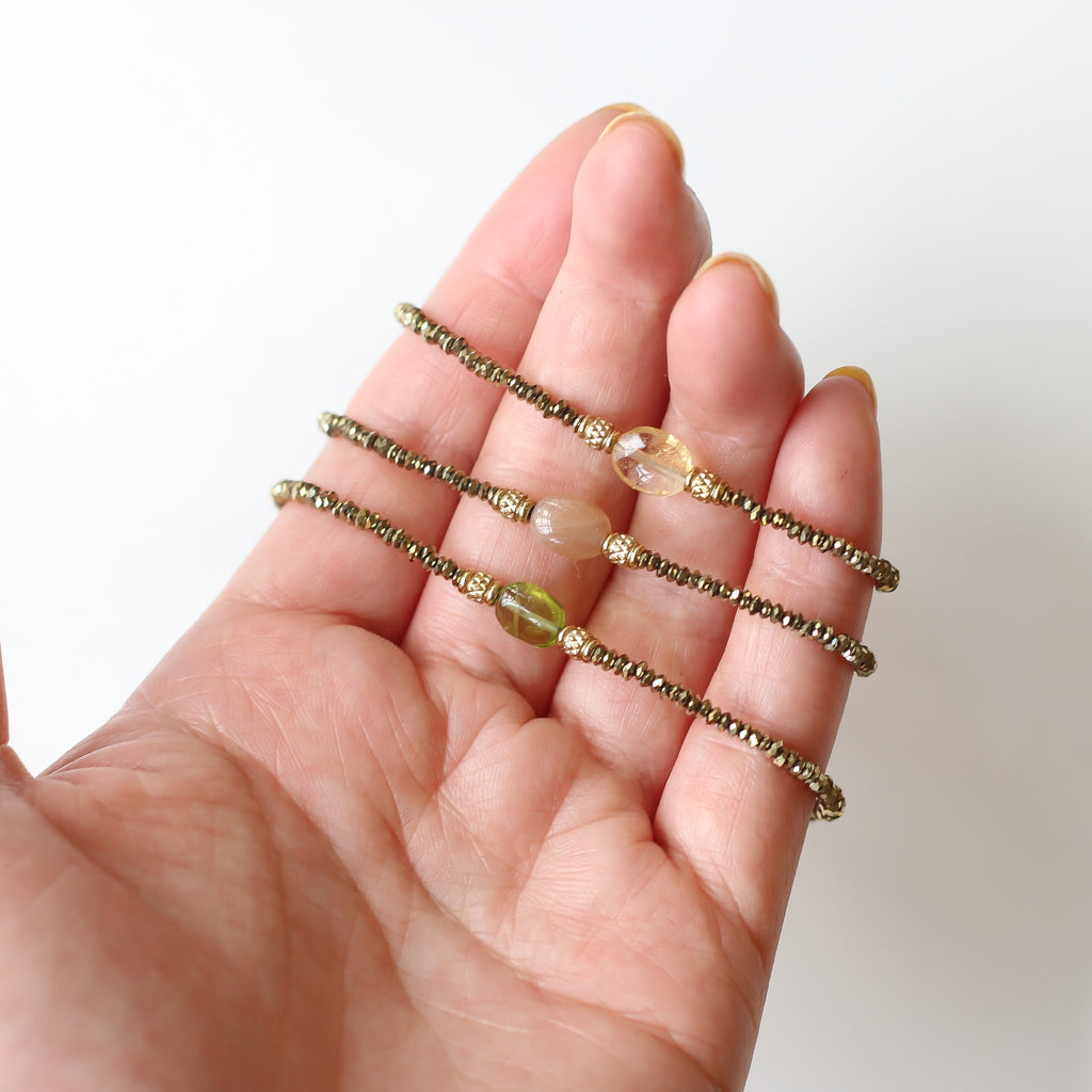 bracelet pierre naturelle citrine acier 
