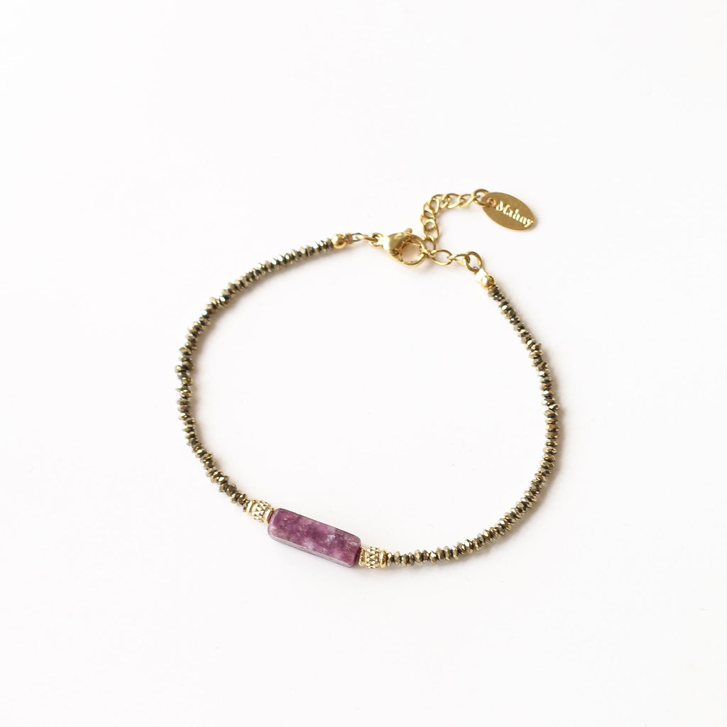 bracelet hématite pierre violet femme 