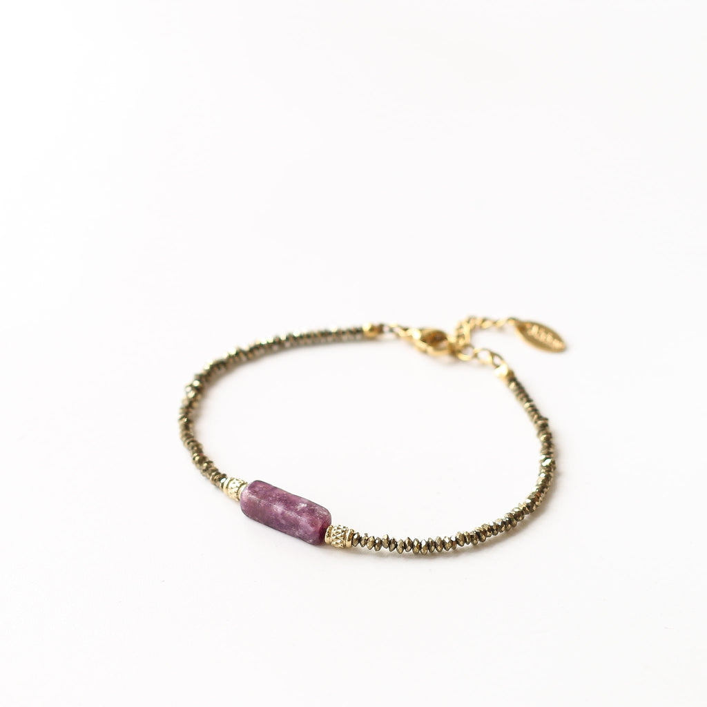 bracelet femme fait main pierre lépidolite