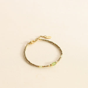 Bracelet Hématite Péridot monté à la main en France 