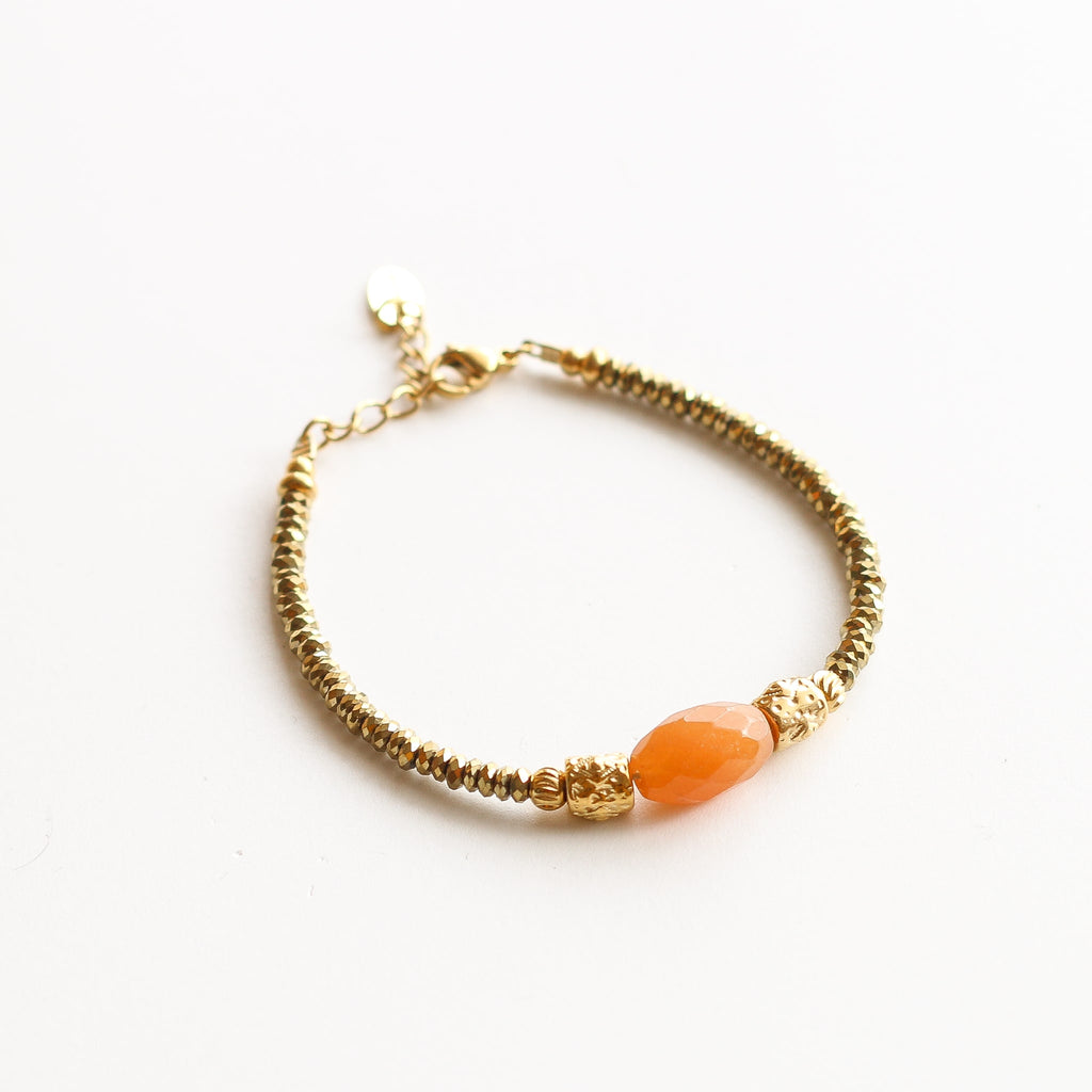bracelet femme acier inoxydable pierre orange