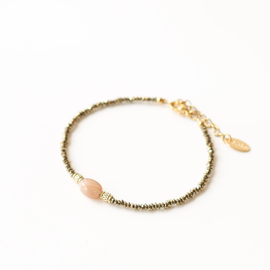 bracelet femme acier inoxydable pierre orange