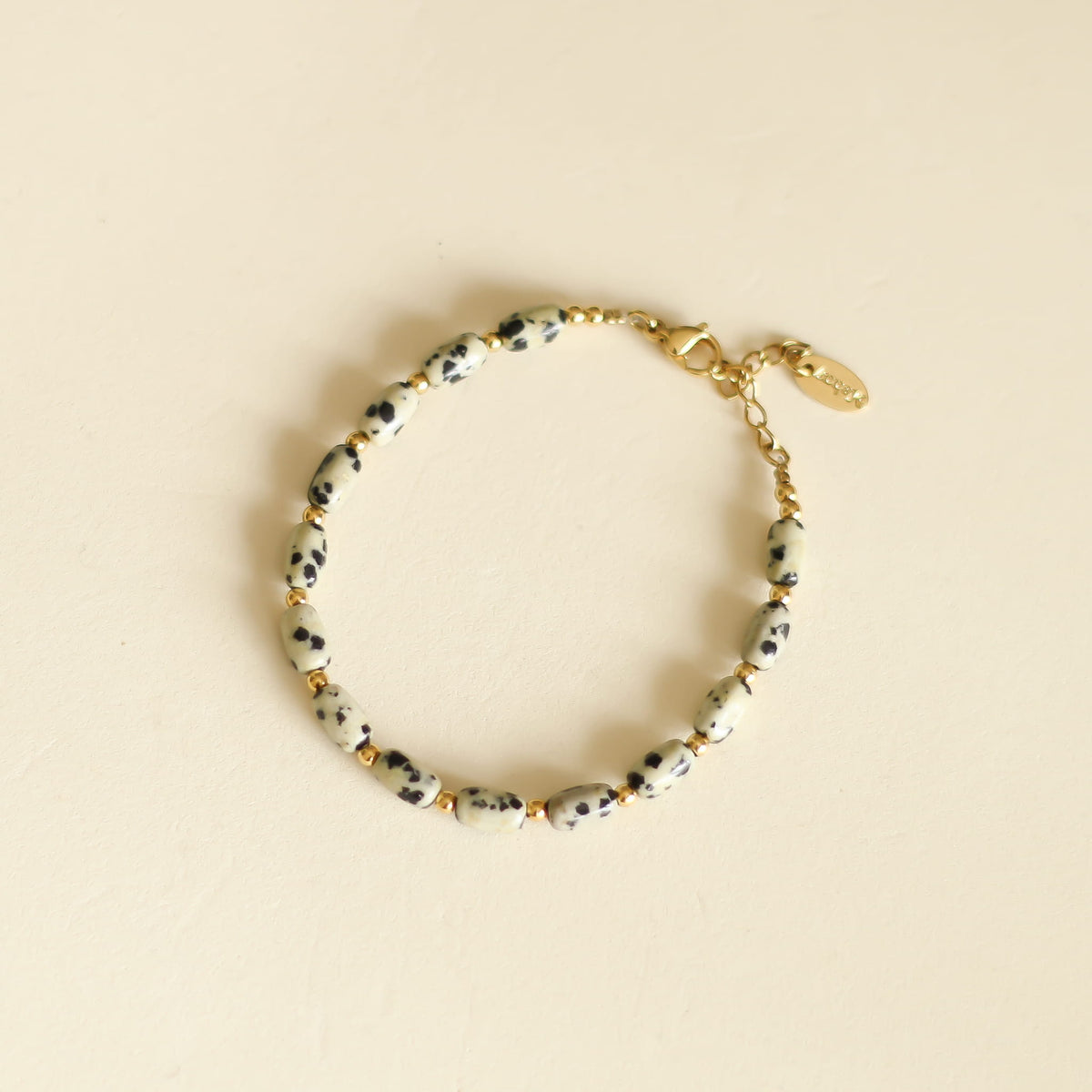 Bracelet Jaspe Dalmatien perlé