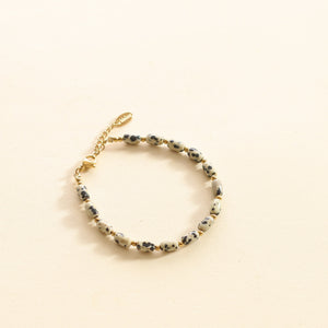 Bracelet Jaspe Dalmatien assemblé à la main en France