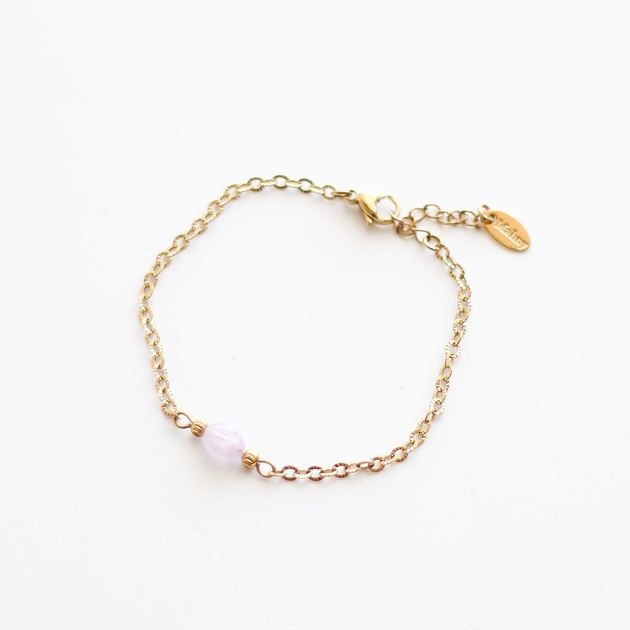 Bracelet Améthyste lavande chaîne striée