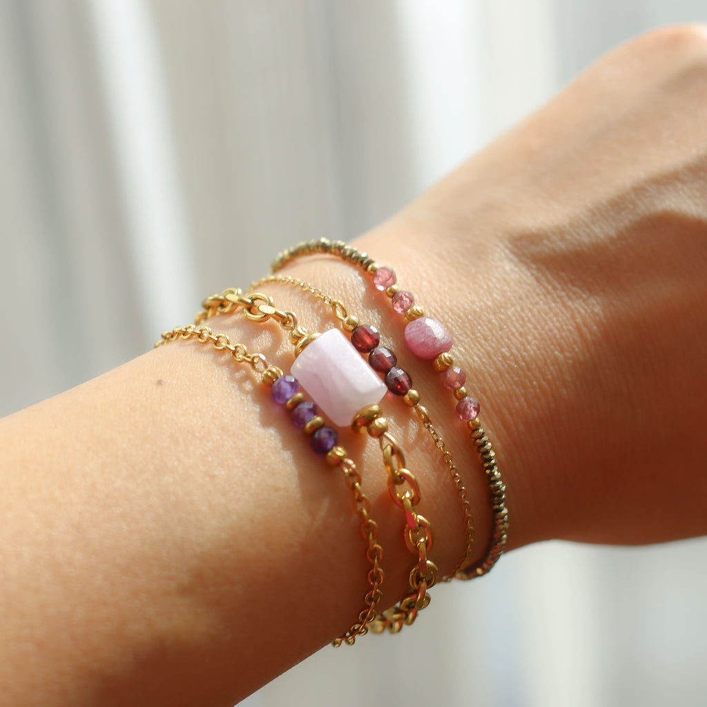 bracelet kunzite grosse chaîne cadeau noël 