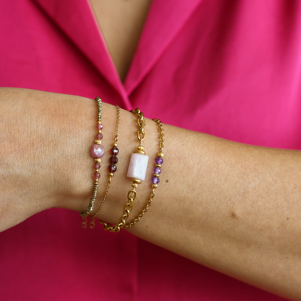 bracelet kunzite grosse chaîne mode paris