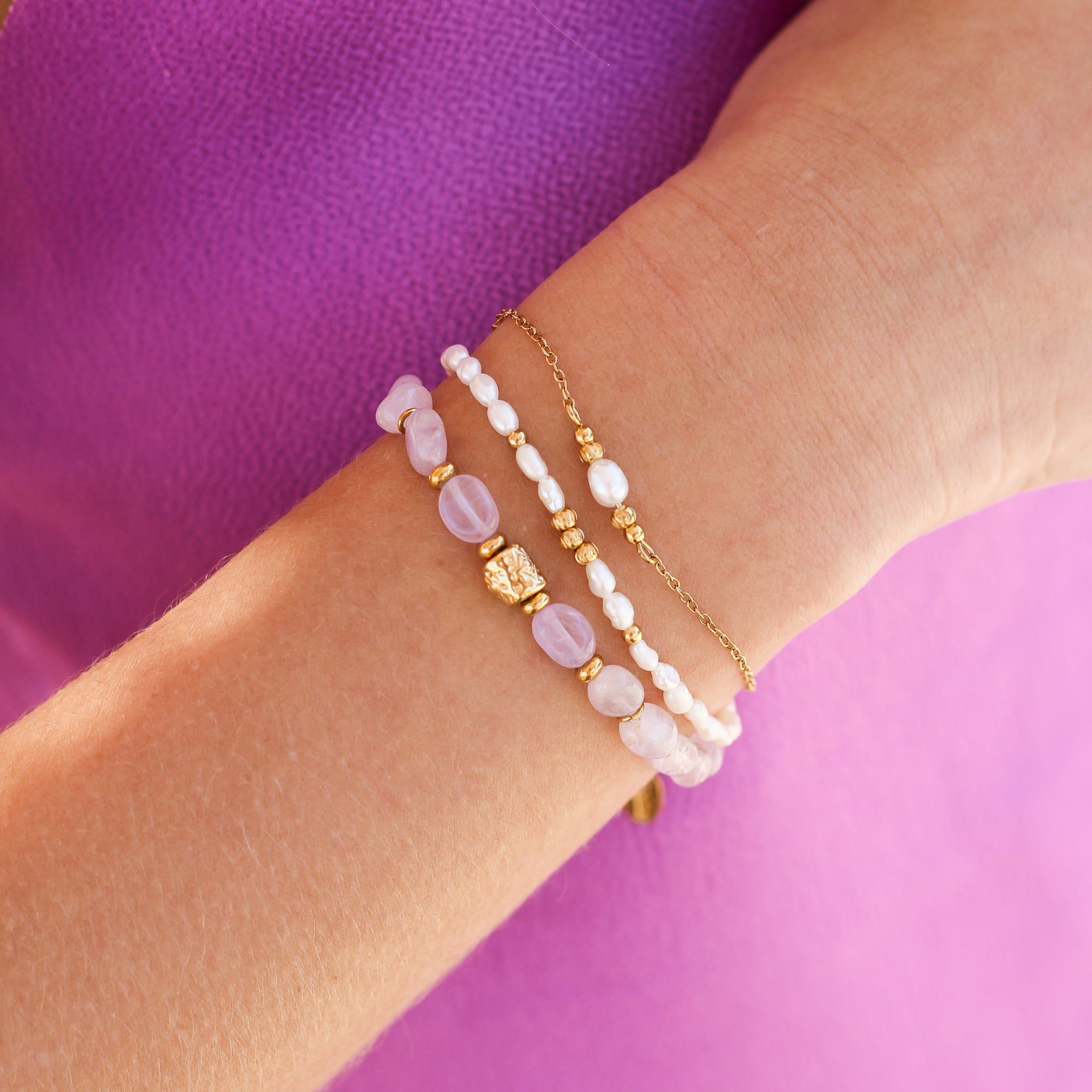 Bracelet en kunzite, pierre naturelle fine.
