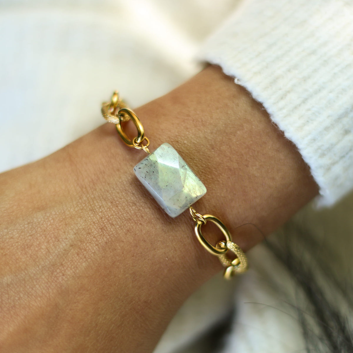 Bracelet Labradorite chaîne épaisse