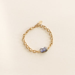 Bracelet Chaîne en acier inoxydable et pierre de Labradorite 