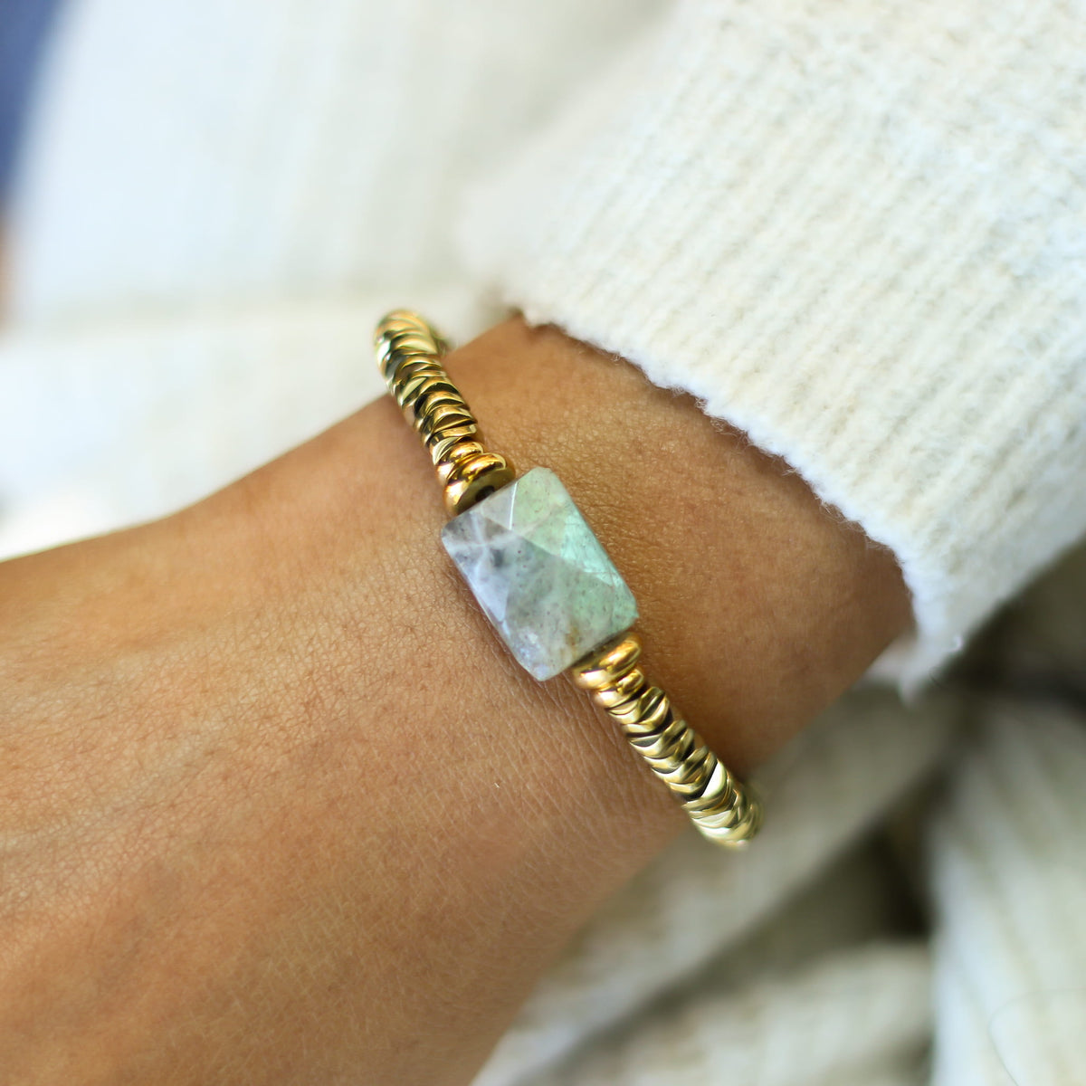 Bracelet Labradorite Hématite dorée