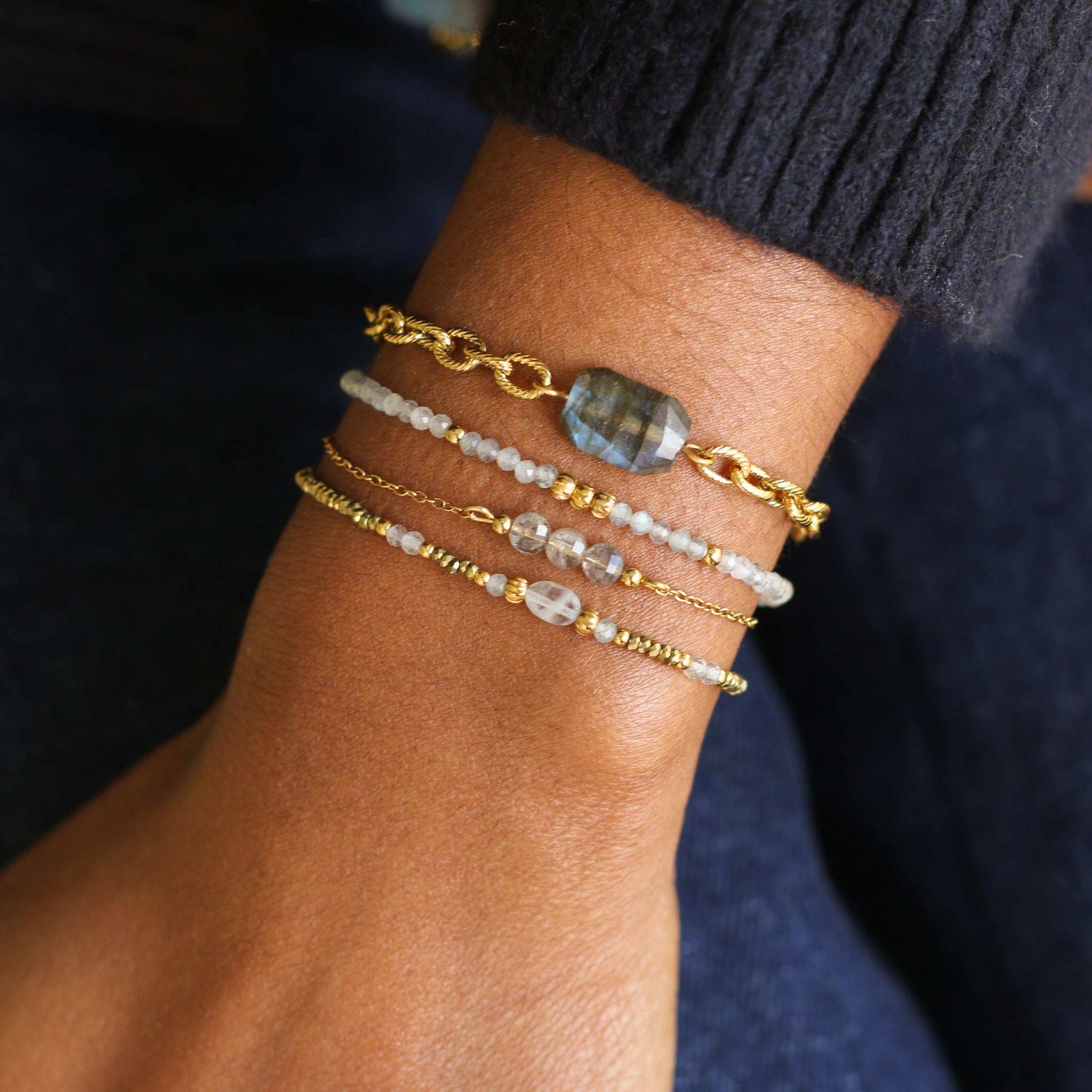 Bracelet 3 perles Labradorite - Mahny Jewelry