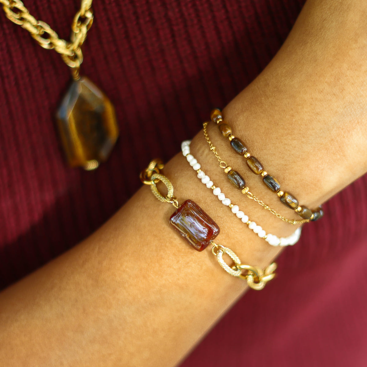 Bracelet Œil de tigre chaîne fine