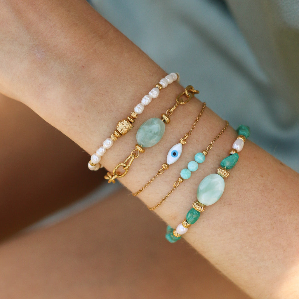 bracelet nacre œil protecteur créatrice blanc