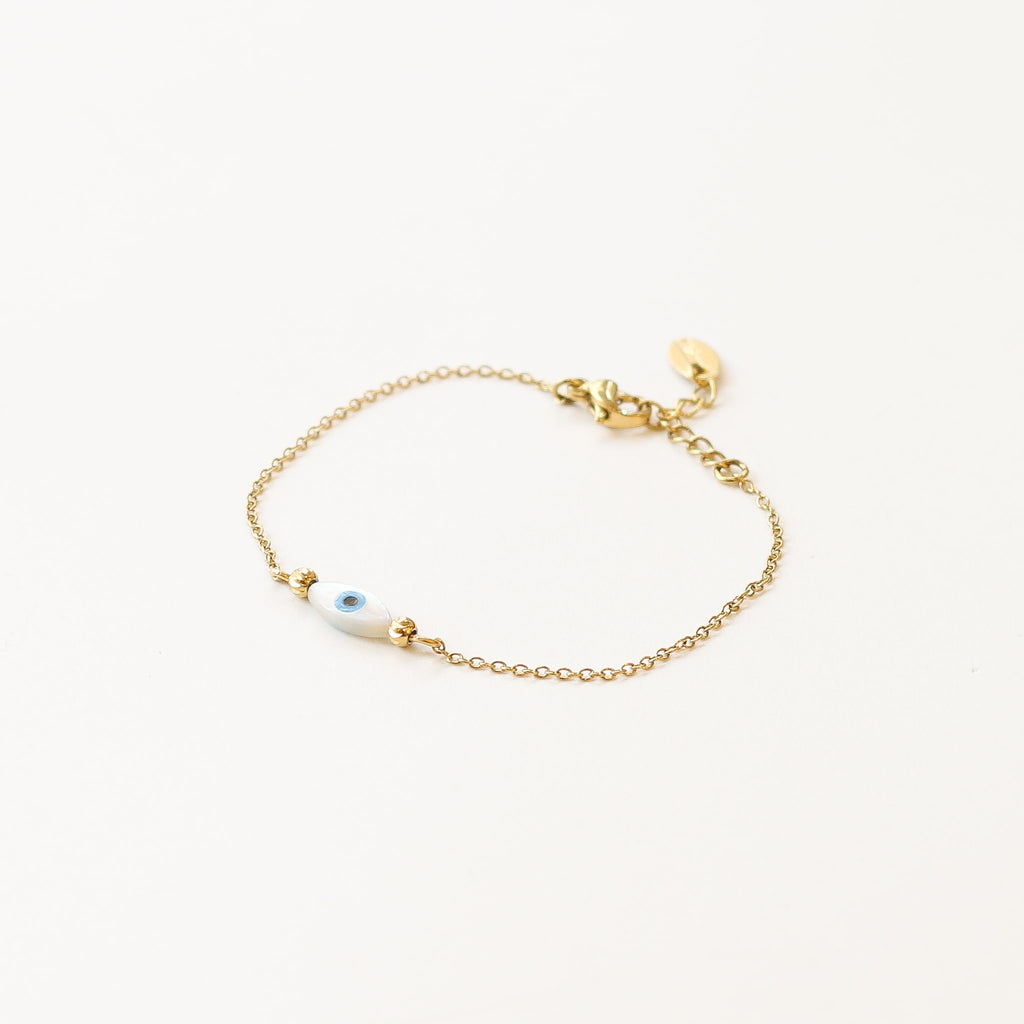 bracelet nacre œil protecteur créatrice doré