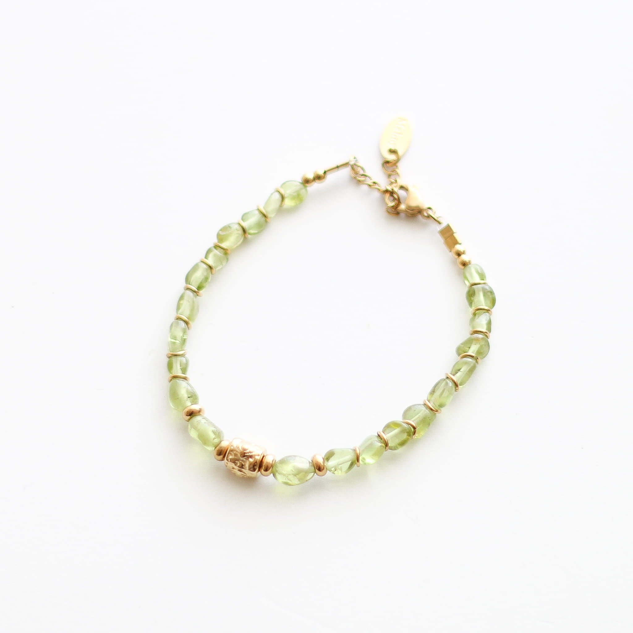 Bracelet en péridot vert, hypoallergénique.
