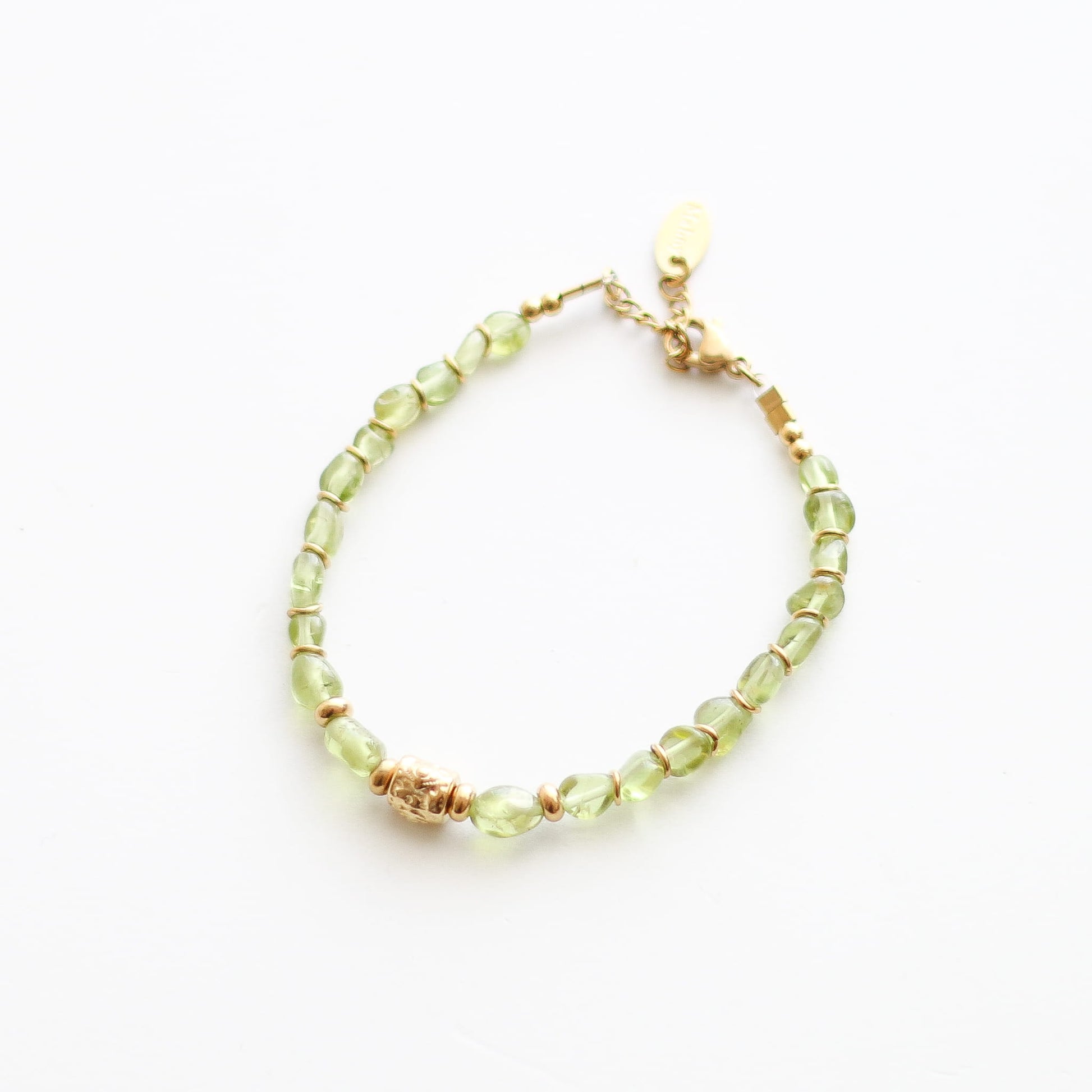 Bracelet en péridot vert, hypoallergénique.