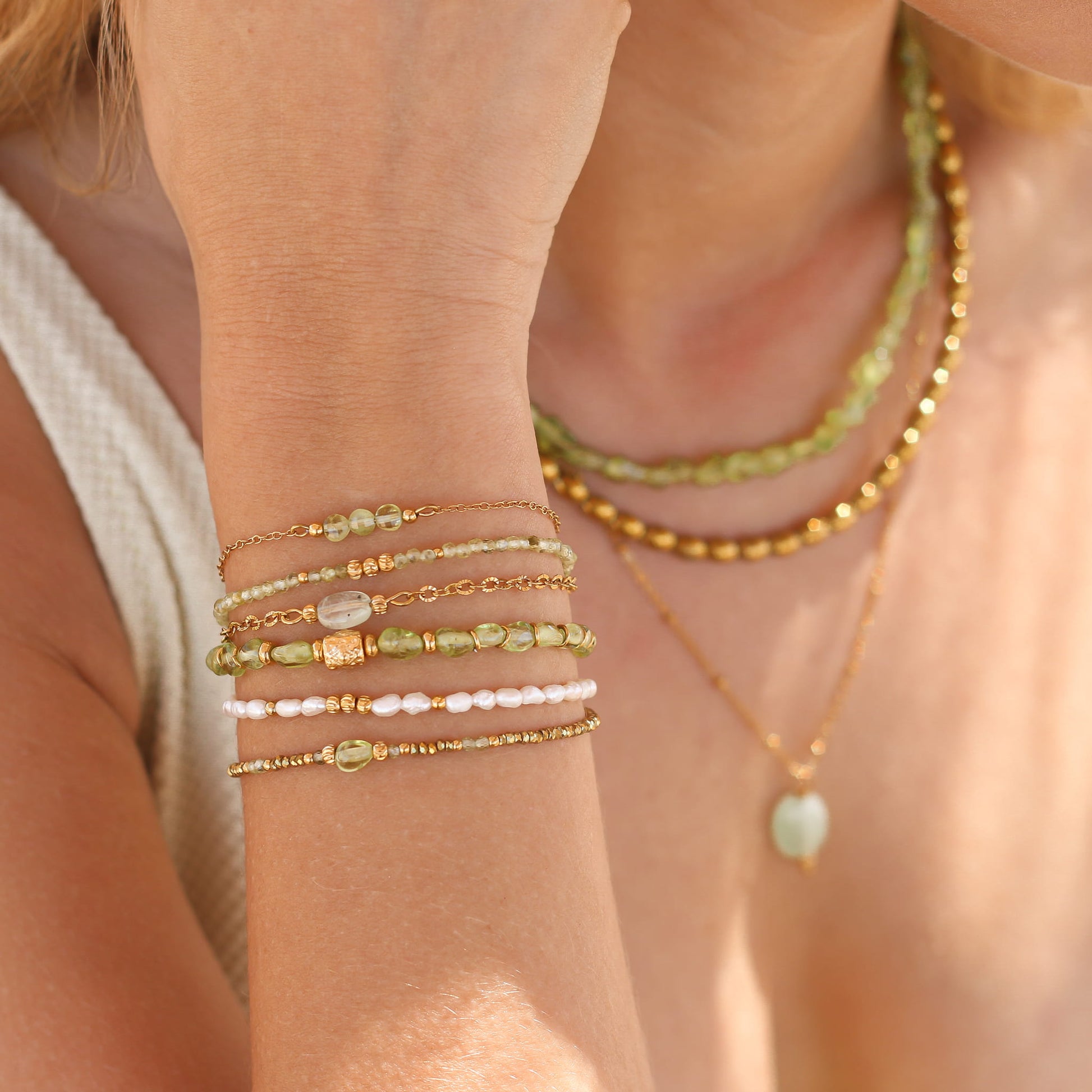 Bracelet en péridot vert, hypoallergénique.