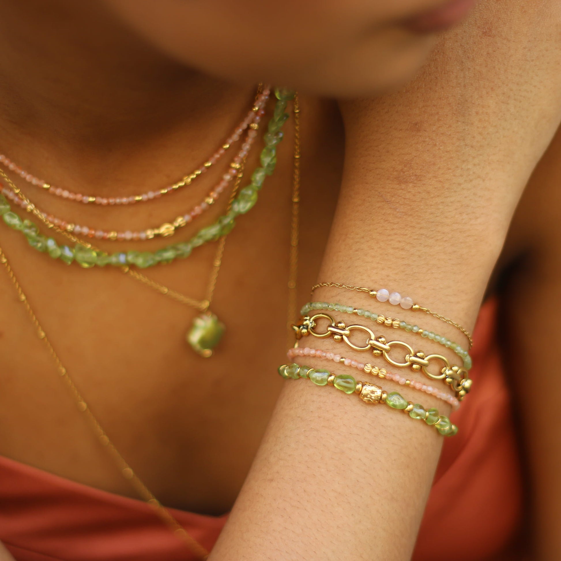 Bracelet en péridot vert, bijou femme.