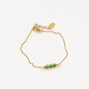 bracelet perle acier diopside gemme
