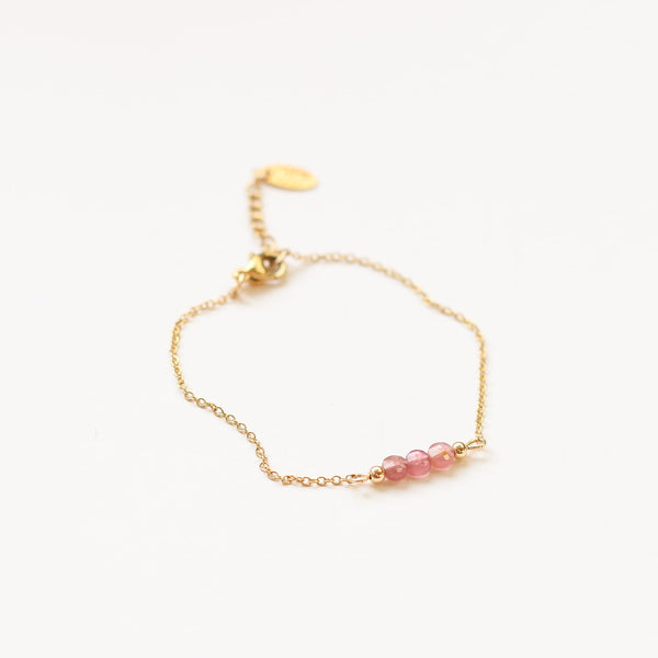 bracelet perle acier quartz fraise créateur