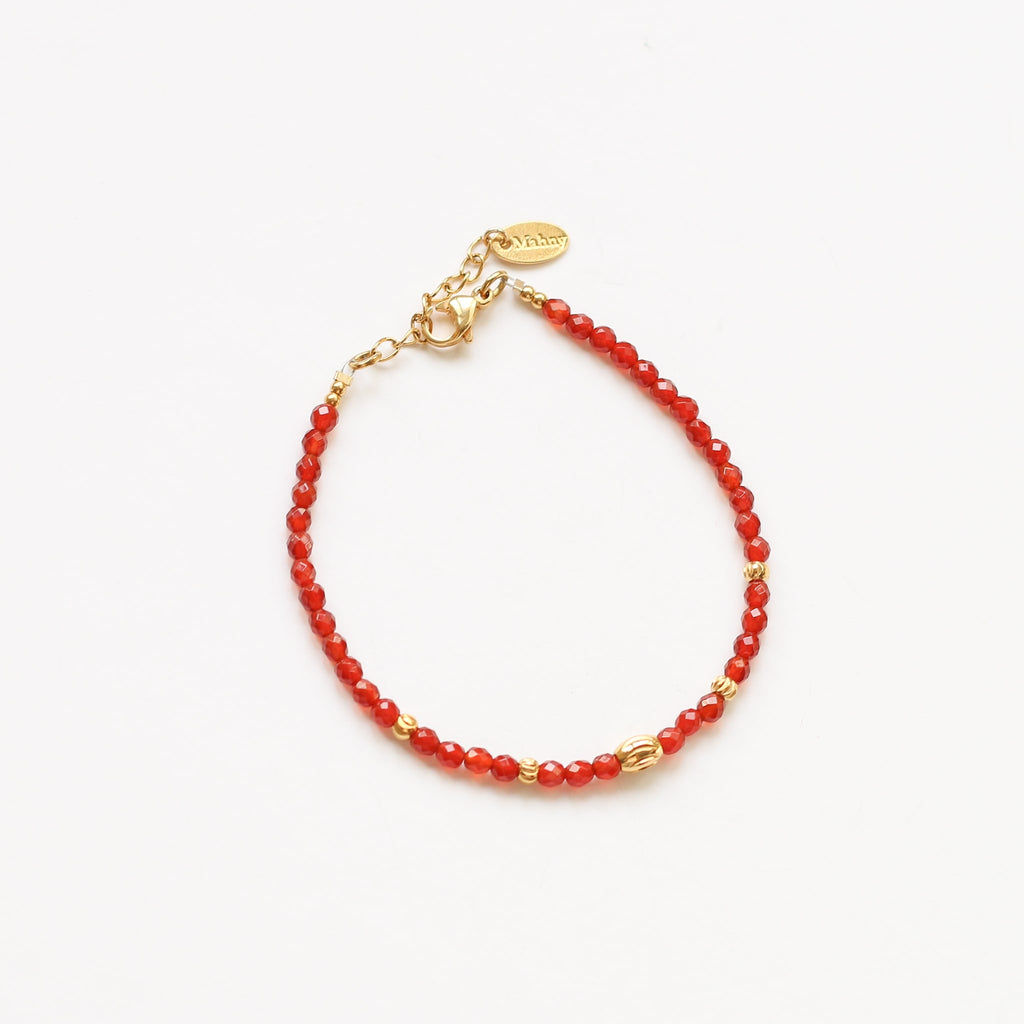 bracelet perle cornaline acier gemme