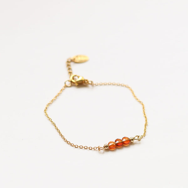 bracelet perle grenat orange acier tendance