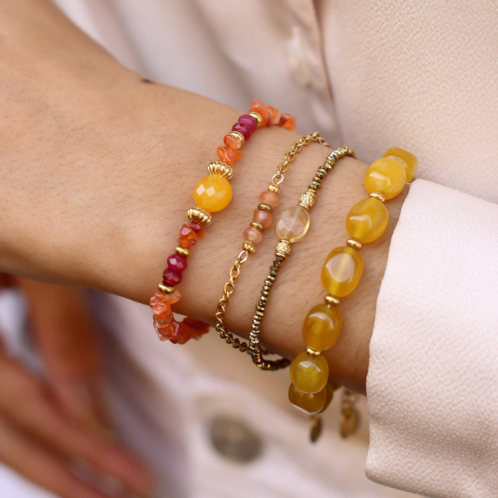 bracelet femme pierre aragonite jaune 