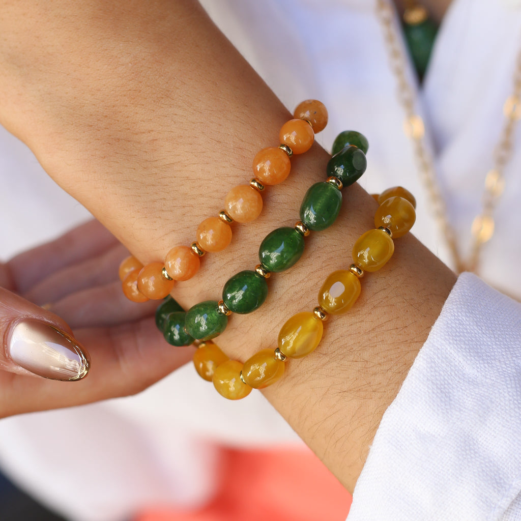 bracelet acier inoxydable doré pierre 