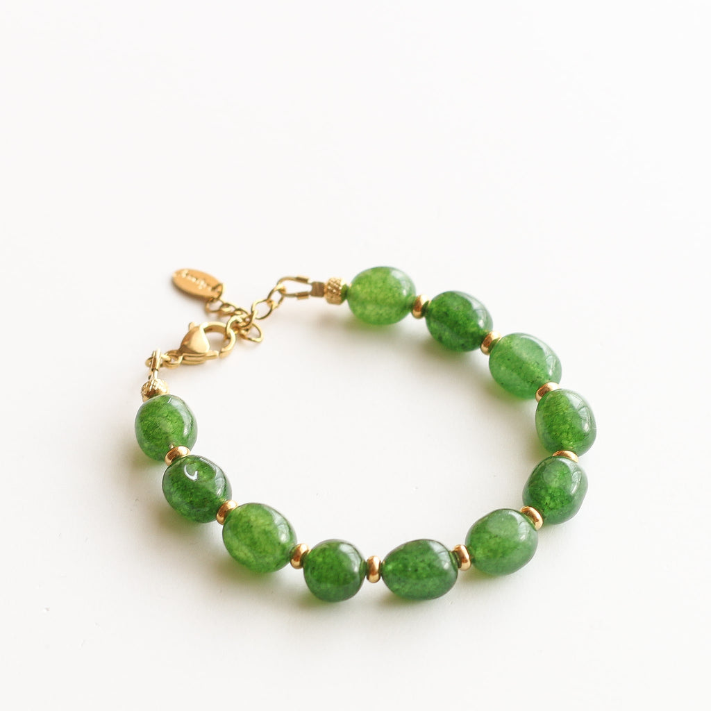bracelet pierre vert aragonite doré