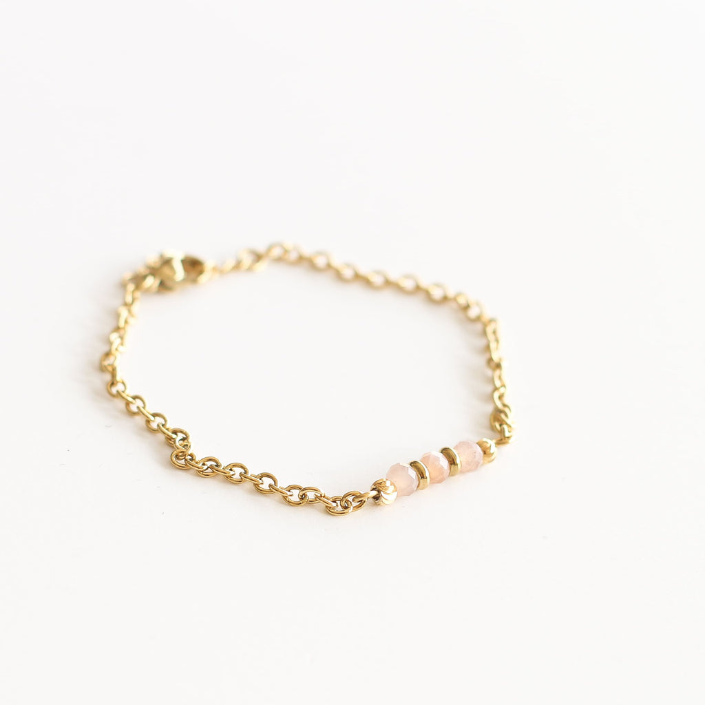 bracelet pierre soleil rose femme moderne